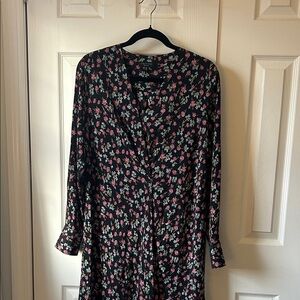 Chic Rag & Bone Black Floral Long Sleeve Dress